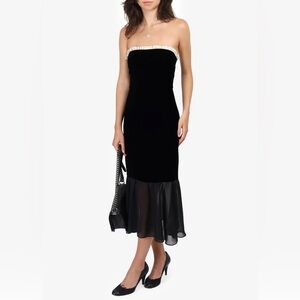 Reformation Black Velvet Midi dress size 0